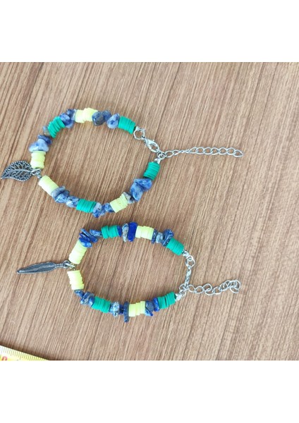 Doğal Sodalit Taşı & Heishi Boncuklu Bohem Yazlık Bileklik - 12591 fiyatları