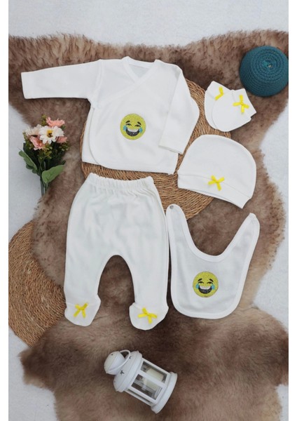 Sema Baby 5 Parça Gülen Surat Hastane Çıkışı Zıbın Seti 0-3 Ay