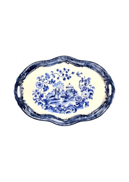 Aless Blue Victoriana Kulplu Tepsi