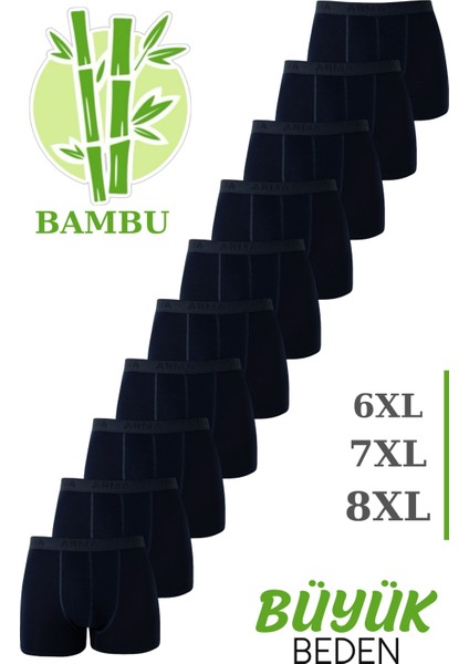 Erkek Bambu Büyük Beden Boxer Lacivert 10'lu Paket
