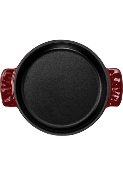 Döküm Yuvarlak Güveç Kabı Döküm Demir Yekpare Çift Kulplu ÇAP(Ø)14CM.-BORDO modelleri