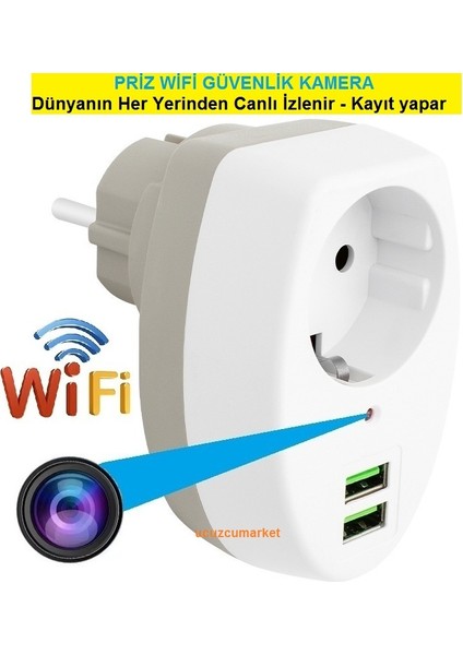 Priz Wifi Ev Güvenlik Kamerası (Dünyanın Heryerinden Canlı Izlenir+Kayıt Yapar)