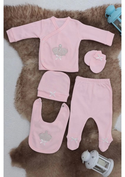 Sema Baby 5 Parça Hastane Çıkışı Zıbın Seti 0-3 Ay - Queen