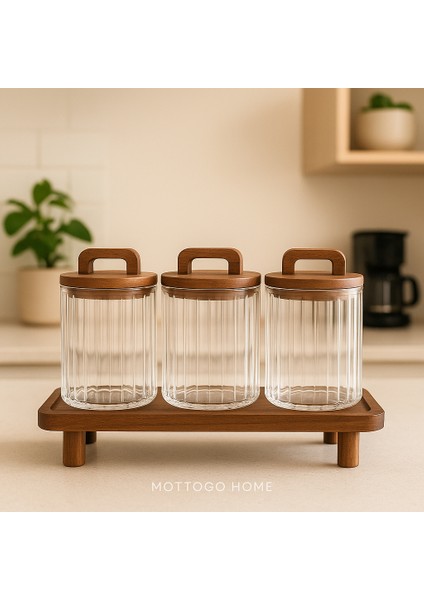 3’lü Akasya Kapaklı 650 ml Cam Kavanoz Takımı – Borosilikat Cam & Ayaklı Stant fiyatları