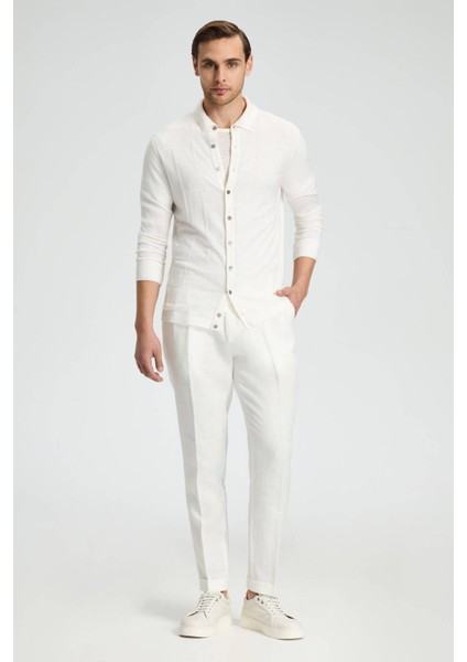 Ajur Örgü Detaylı Ipek Karışım Beyaz Triko Gömlek fiyatları