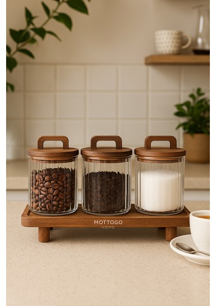 3’lü Akasya Kapaklı 650 ml Cam Kavanoz Takımı – Borosilikat Cam & Ayaklı Stant fırsatları