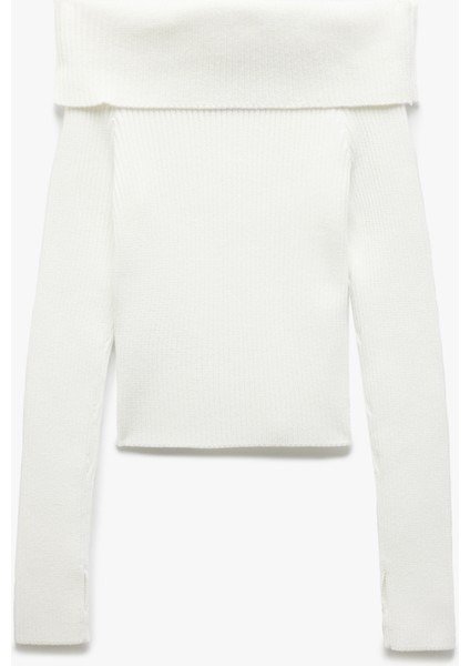 Omzu Açık Triko Dar Kesim Kazak fırsatları