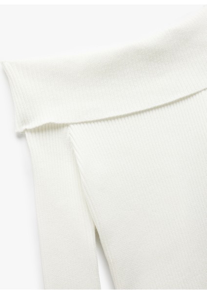 Omzu Açık Triko Dar Kesim Kazak indirimleri