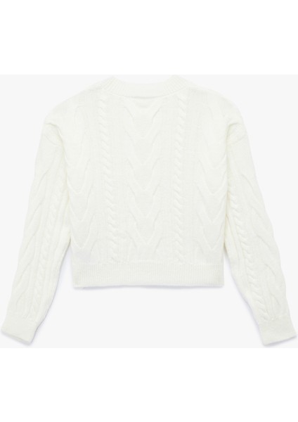 Uzun Kollu Bisiklet Yaka Saç Örgülü Triko Kazak fırsatları