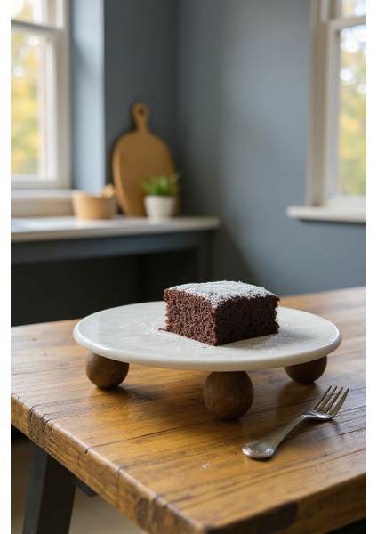 Üç Top Ayaklı Mermer Sunum Tabağı - 25 cm