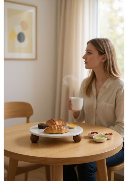 Üç Top Ayaklı Mermer Sunum Tabağı - 25 cm fiyatları