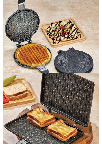 Granit Waffle ve Tost Tavası Seti