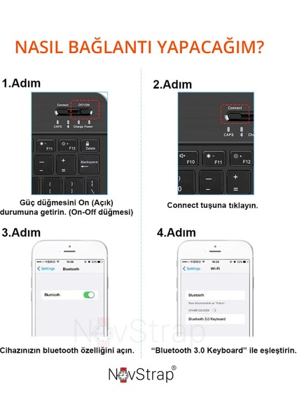 Bluetooth Klavye Mouse Seti (Türkçe Q Karakterli) Tüm Tablet ve Telefonlar ile Uyumlu modelleri
