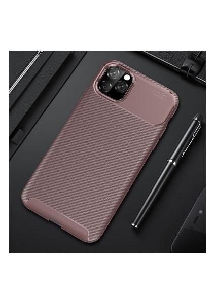 iPhone 11 Pro Kılıf Karbon Desenli Esnek Yüksek Kaliteli Meteryalden Üretilmiş Silikon Kapak Ryc/negro