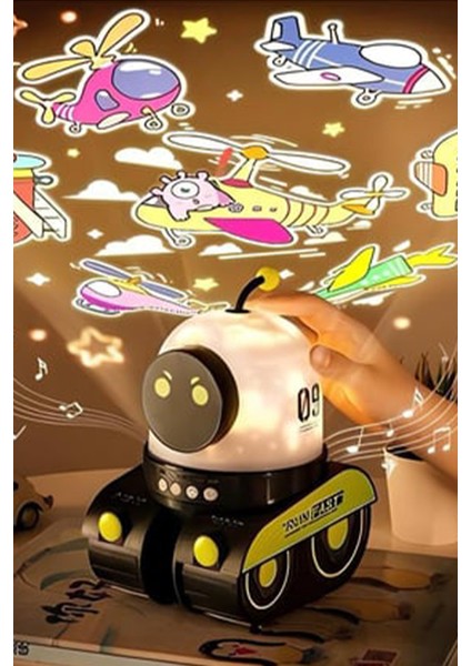 Robot Şeklinde Eğitici ve Eğlenceli Projektör Gece Lambası