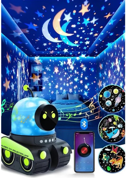 Robot Şeklinde Eğitici ve Eğlenceli Projektör Gece Lambası modelleri
