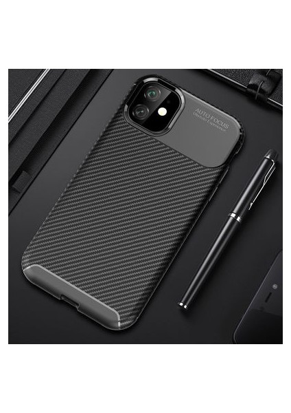 iPhone 11 Kılıf Karbon Desenli Esnek Yüksek Kaliteli Meteryalden Üretilmiş Silikon Kapak Ryc/negro