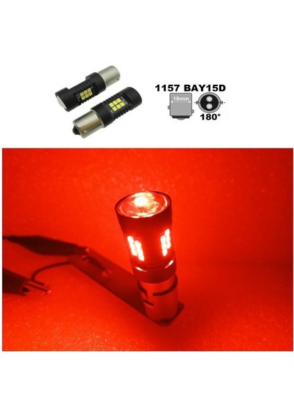 ( 2 x Adet ) 1 Takım 1176 LED 21/5W Çiftduy Ampul 24V Mercek LED Red