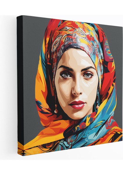Anadolu Duvar Dekorasyonu - Geleneksel Kıyafetli Anadolu Kadını Portresi Pop Art Tasarımı - Kanvas Tablo Ev Dekorasyonu Için Anatolia