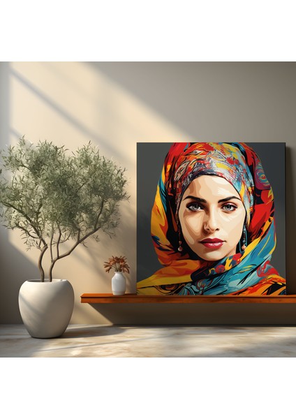 Anadolu Duvar Dekorasyonu - Geleneksel Kıyafetli Anadolu Kadını Portresi Pop Art Tasarımı - Kanvas Tablo Ev Dekorasyonu Için Anatolia modelleri