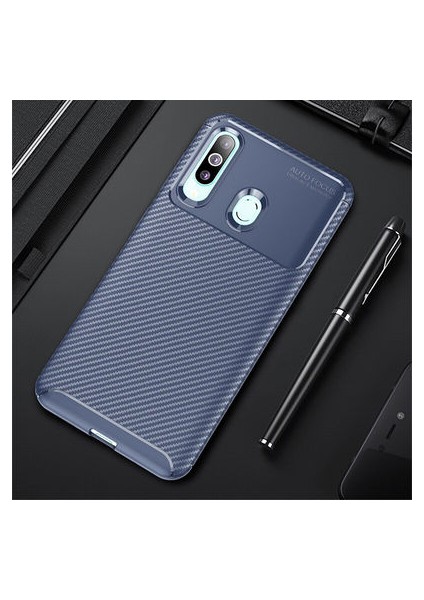 Samsung Galaxy A20S Kılıf Karbon Desenli Esnek Yüksek Kaliteli Meteryalden Üretilmiş Silikon Kapak Ryc/negro