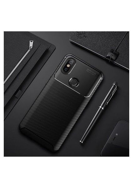 Xiaomi Mi 6x Kılıf Karbon Desenli Esnek Yüksek Kaliteli Meteryalden Üretilmiş Silikon Kapak Ryc/negro