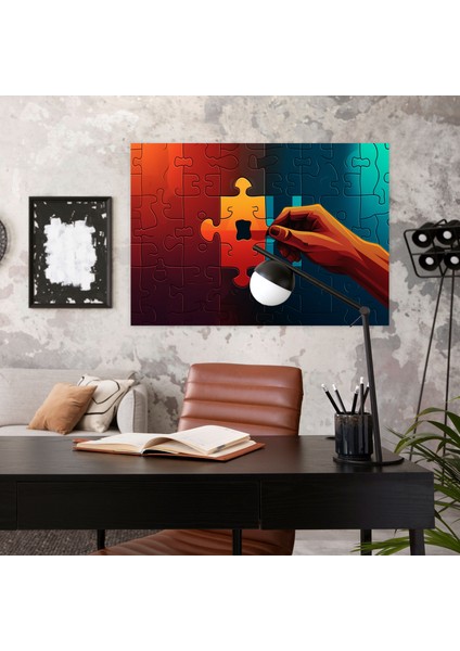 Blockchain Temalı El Bulmaca Kanvas Tablo - Retro Poster Tasarımı fiyatları