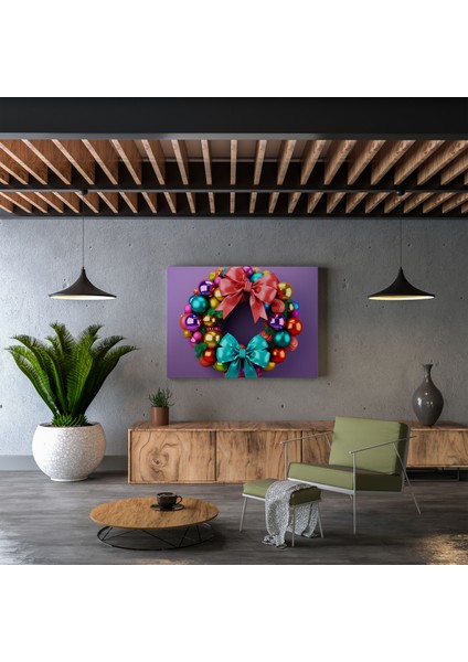 Noel Pop Art Çelenk Kanvas Tablo - Noel Kanvas Duvar Sanatı modelleri