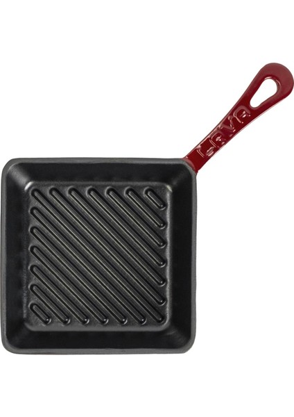 Döküm Mini Kare Izgara Tava Döküm Demir Yekpare Saplı Ölçü 16X16CM.-BORDO modelleri