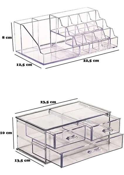 Lirazon 3 Katlı 3 Çekmeceli Kozmetik Düzenleyici Akrilik Makyaj Organizeri Fırça Ruj Takı Saklama Kutusu fırsatları