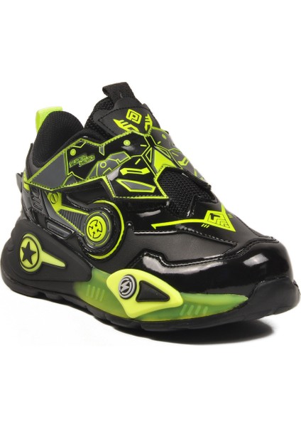 Siyah-Fosfor Sarı Hafif Çocuk Spor Ayakkabı 2044 P