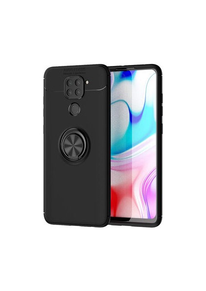 Redmi Note 9 Kılıf Yüzüğü Stant ve Araç Tutucu Olabilen Şık Esnek Premium Silikon Kapak Ryc/ravel
