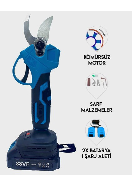 Akülü Kömürsüz Dal Budama Makası 40MM 88VF 5p (Mavi) EEA404 fiyatları