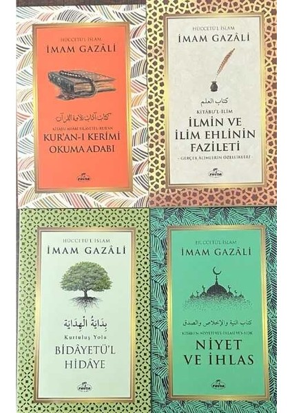 Imam Gazali 4lü Set: Kuran Adabı- Ilmin ve Ehlinin Faziletleri- Bidayetül Hidaye-Niyet ve Ihlas