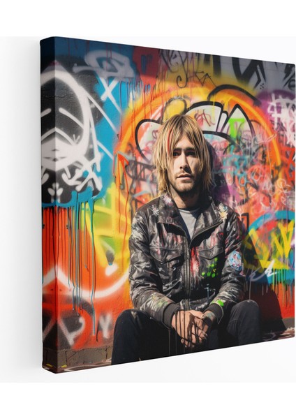 Kurt Cobain Kanvas Tablo - Duvar Sanatından Ilham Alan Tasarım - Kurt Cobain Duvar Sanatı Güçlü Ifade Sokak Sanatı