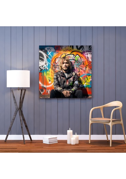 Kurt Cobain Kanvas Tablo - Duvar Sanatından Ilham Alan Tasarım - Kurt Cobain Duvar Sanatı Güçlü Ifade Sokak Sanatı modelleri