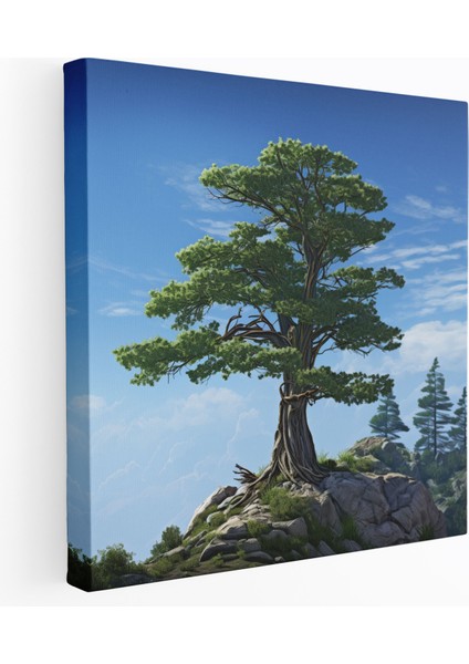 Yeşil Çam Duvar Sanatı - Kanvas Tablo Ev Dekorasyonu Için Yeşil Çam Tasarımı