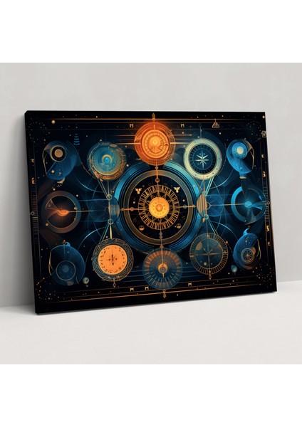 Astroloji Tablo Sanatı - Astroloji Duvar Sanatı Geometrik Astroloji Sembolleri Soyut Kozmik Desen