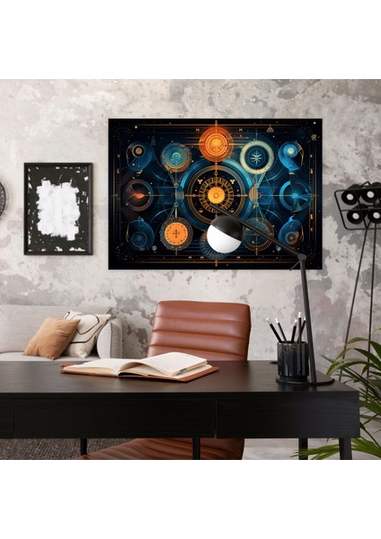 Astroloji Tablo Sanatı - Astroloji Duvar Sanatı Geometrik Astroloji Sembolleri Soyut Kozmik Desen modelleri