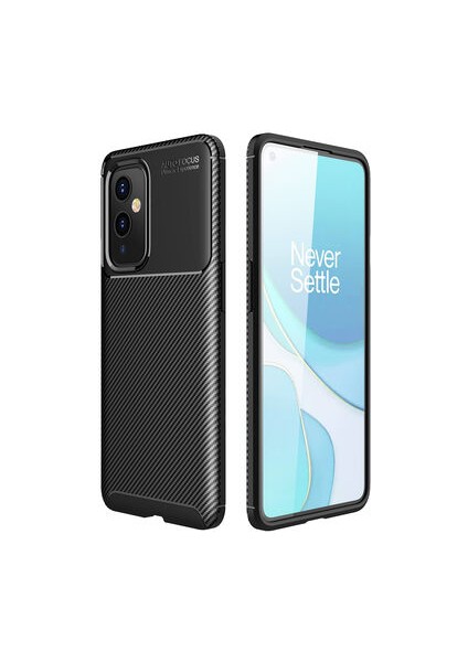 One Plus 9 Kılıf Karbon Desenli Esnek Yüksek Kaliteli Meteryalden Üretilmiş Silikon Kapak Ryc/negro