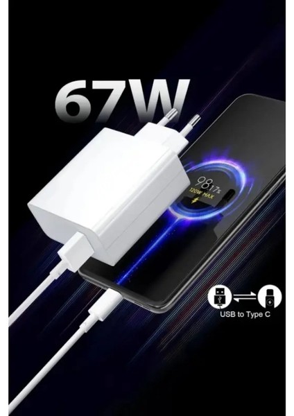 Xiaomi Mi Mobil Uyumlu 67W Hızlı Şarj Aleti Adaptör+Kablo Set Orijinal