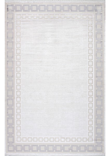 Özel Akrilik ve Viskon Dokuma Gri Kemik Renkli Modern Halı Alegra Serisi 03022C