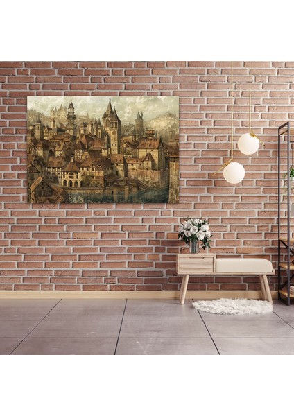 Rönesans Şehir Manzarası Leonardo Da Vinci Tarzı Kanvas Tablo - Leonardo Da Vinci Kanvas Tablo Duvar Dekorasyonu Kanvas Duvar Sanatı fiyatları