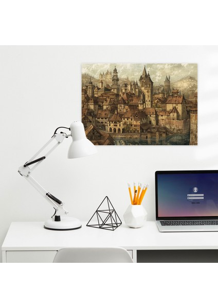 Rönesans Şehir Manzarası Leonardo Da Vinci Tarzı Kanvas Tablo - Leonardo Da Vinci Kanvas Tablo Duvar Dekorasyonu Kanvas Duvar Sanatı modelleri