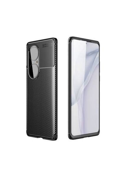 Huawei P50 Pro Kılıf Karbon Desenli Esnek Yüksek Kaliteli Meteryalden Üretilmiş Silikon Kapak Ryc/negro