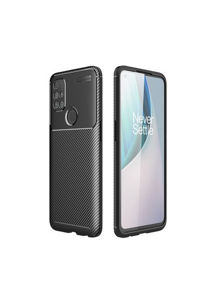One Plus Nord N10 5g Kılıf Karbon Desenli Esnek Yüksek Kaliteli Meteryalden Üretilmiş Silikon Kapak Ryc/negro