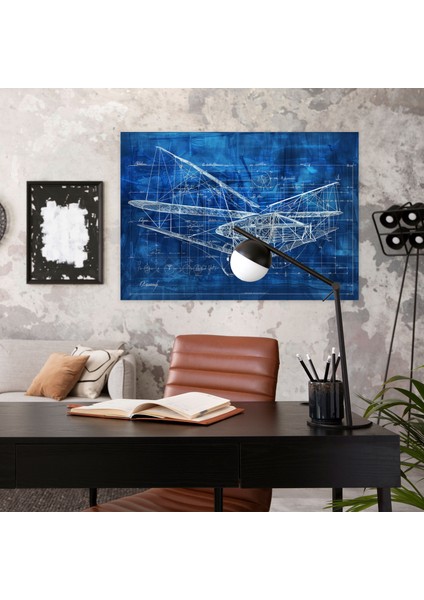 Leonardo Da Vinci Kanvas Tablo - Uçan Makine Mavişprinti - Duvar Sanatı fiyatları