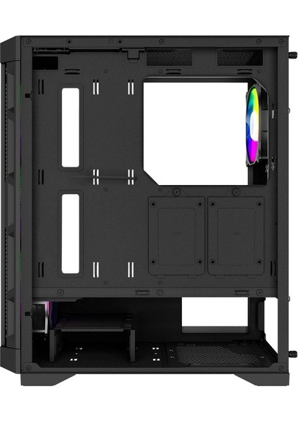 PB-PS7840B 600W Temperli Camlı 4*12CM Rainbow Fanlı Mesh Mid-T Atx Gaming Siyah Kasa