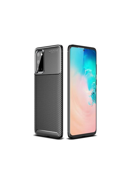 Samsung Galaxy S20 Kılıf Karbon Desenli Esnek Yüksek Kaliteli Meteryalden Üretilmiş Silikon Kapak Ryc/negro