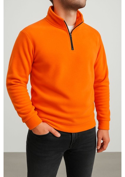 Yarım Fermuarlı Erkek Polar Sweatshirt - Sıcak Tutan , Rahat Kalıp fırsatları